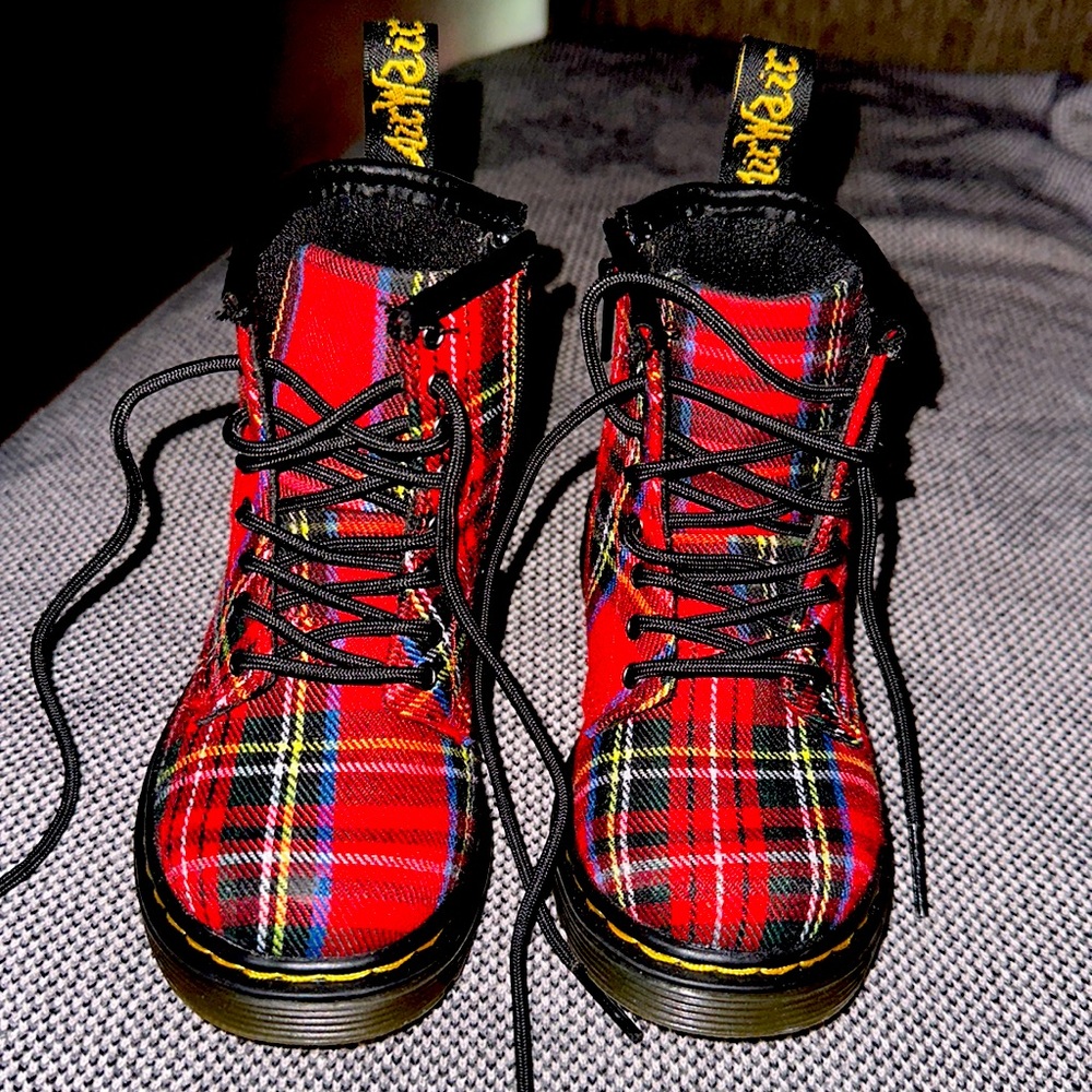 Girls’ Plaid Dr. Martens